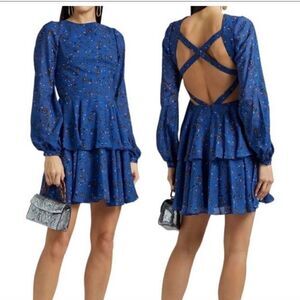 Love by Theia Blue Ruffle Tiered Dress Size 4